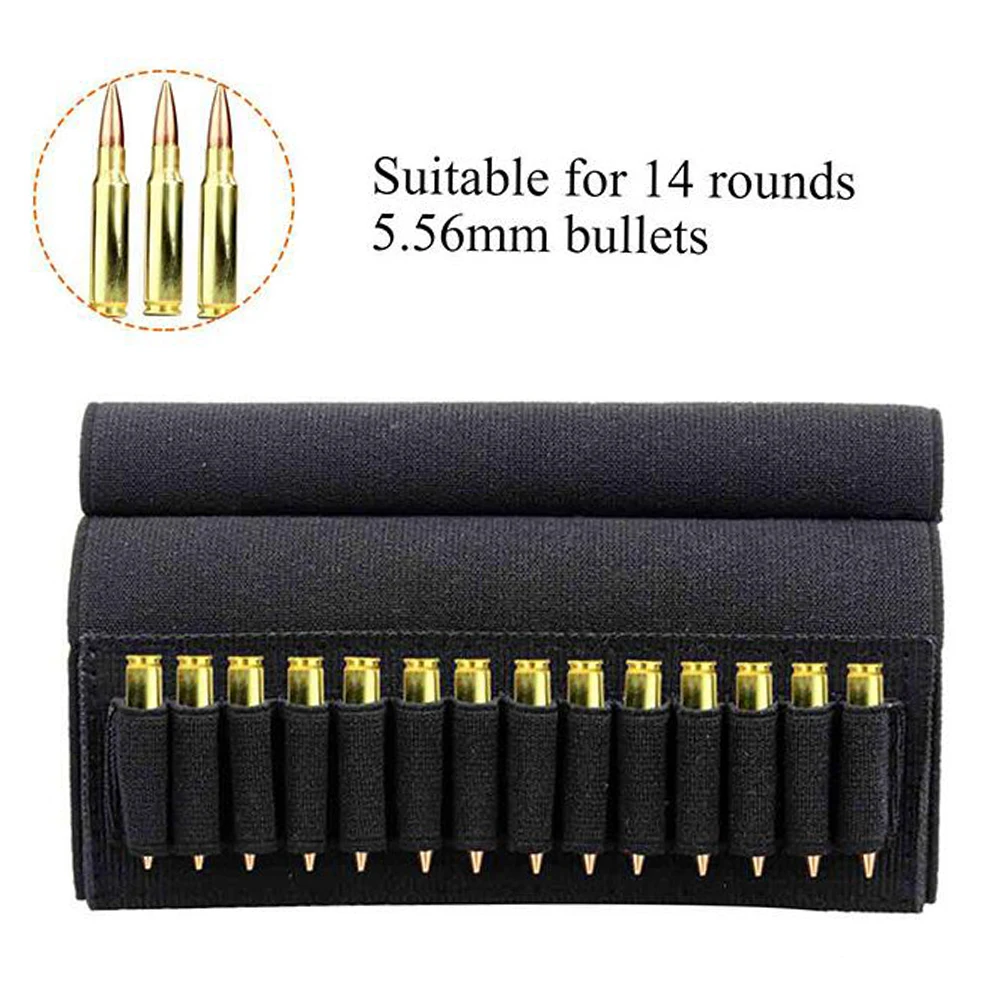 

Tactical 14 Round Shell Holder Bullet Ammo Bag Military Buttstock Cartridge for 5.56 Bullet Hunting Accessories