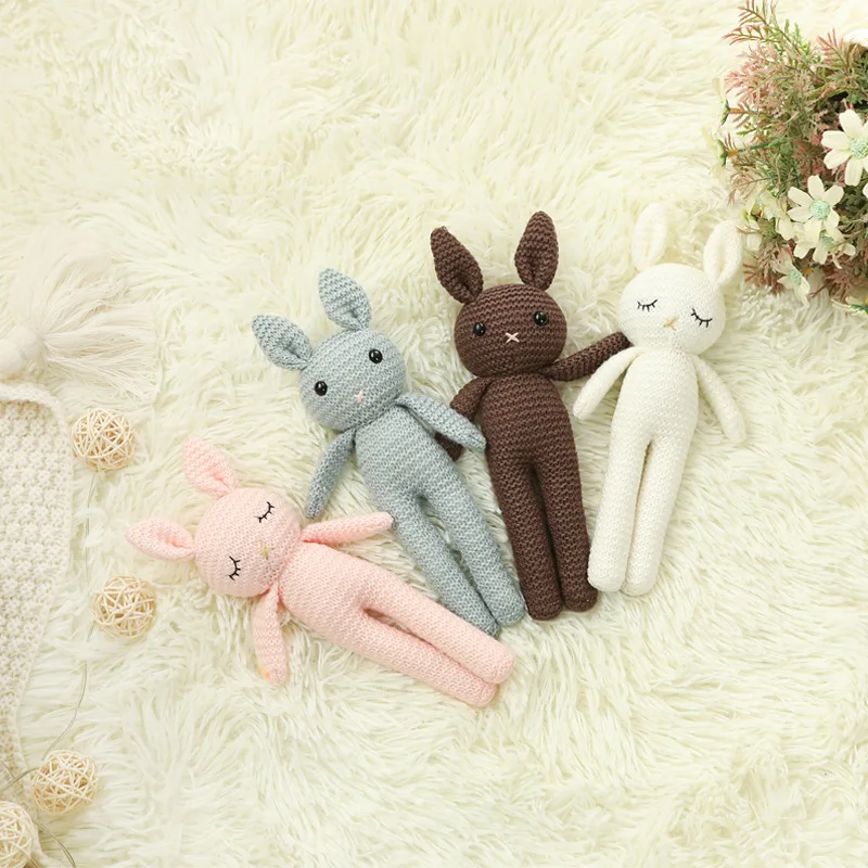 

20cm Knitted Woolen Yarn Rabbit Doll Wedding Doll Cute Children Comfort Doll Child Companion Doll Baby Gift