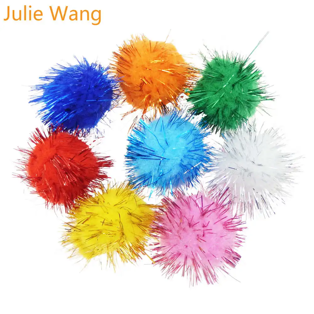 Julie Wang 10/20/25/30 мм пушистые мягкие блестящие мишуры помпоны смешанные цвета