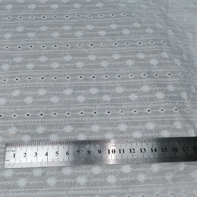 

Soft Floral Stripes Embroidered Eyelet Fabric White Cotton Fabric for Dress,Shirts,Clothing Fabric, by the Yard