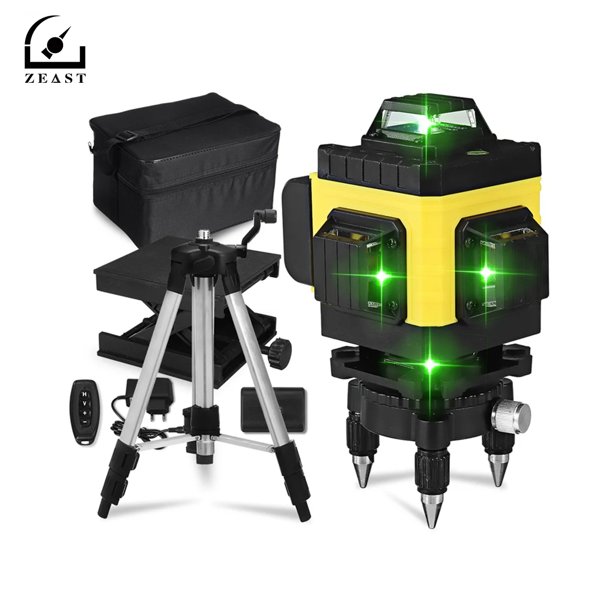 

ZEAST 16 Lines 4D Laser Levels Green Self-Leveling 360 Horizontal&Vertical Powerful Green Beam Hanging with Bracket/Tripod