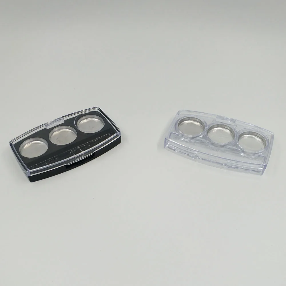 Прозрачный черный футляр для теней глаз 3 кастрюли компактный мини палитра с