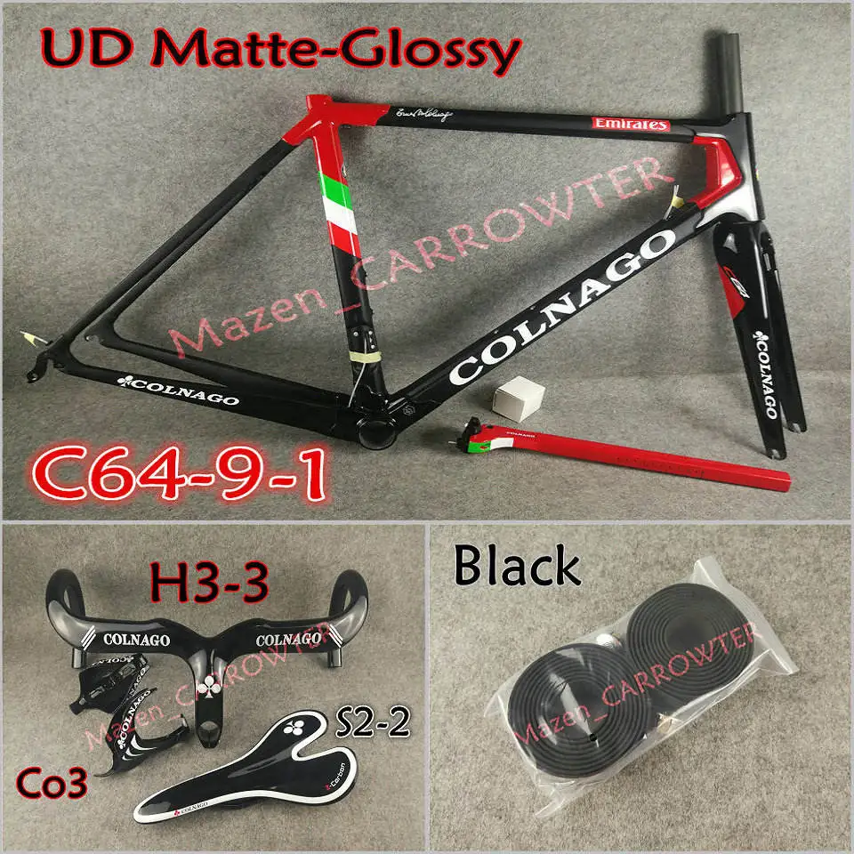 Package 2 T1100 UD Team Emirates Colnago C64 карбоновая рама+ руль+ седло+ клетки для бутылок+ 50 мм карбоновый комплект колес Novatec A271 ступицы - Цвет: Package 2
