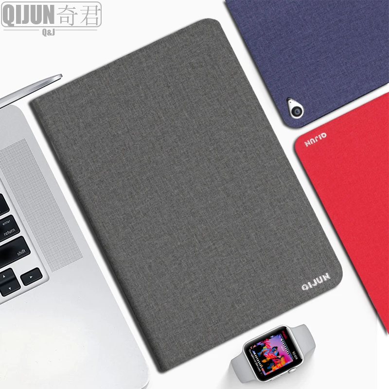 

For Apple ipad 9.7" 2017 2018 QIJUN Tablet Case Fundas Slim Flip Solid color Cover Soft Protective Shell for 5th 6th Air1 Air2