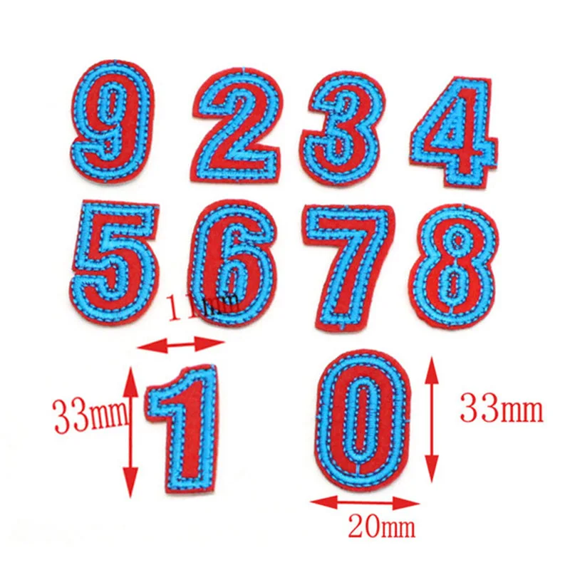 Один комплект 26 шт. красные синие буквы-цифры патчи алфавит вышивка утюгом для