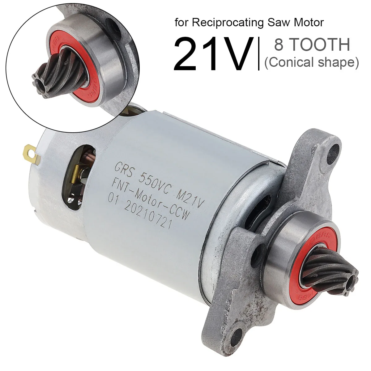 

RS550 8 Teeth DC Motor High Power Reciprocating Saw Motor with Conical Teeth Gear for Handheld Cutting Lithium Electric Saw