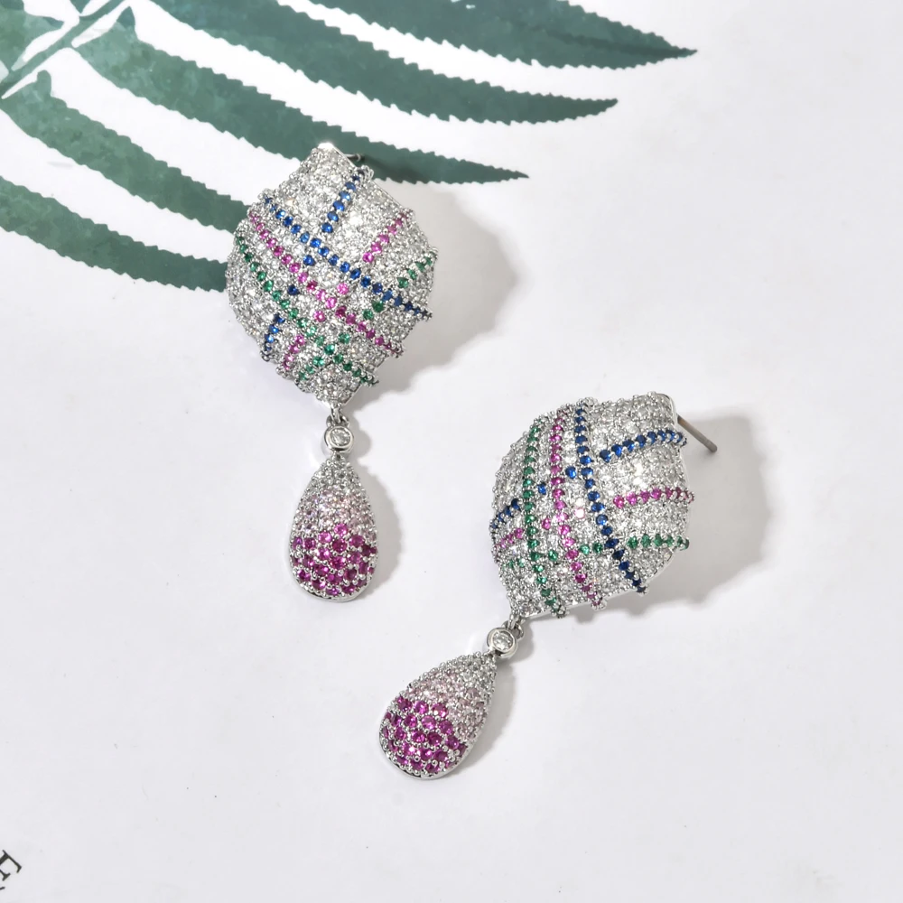Europäische und amerikanishe Mode Luxus farbige Diamant Quaste Zirkon ohr-1 Frauen / Mädchen modesmodeschmuck Geschenke | Украшения и