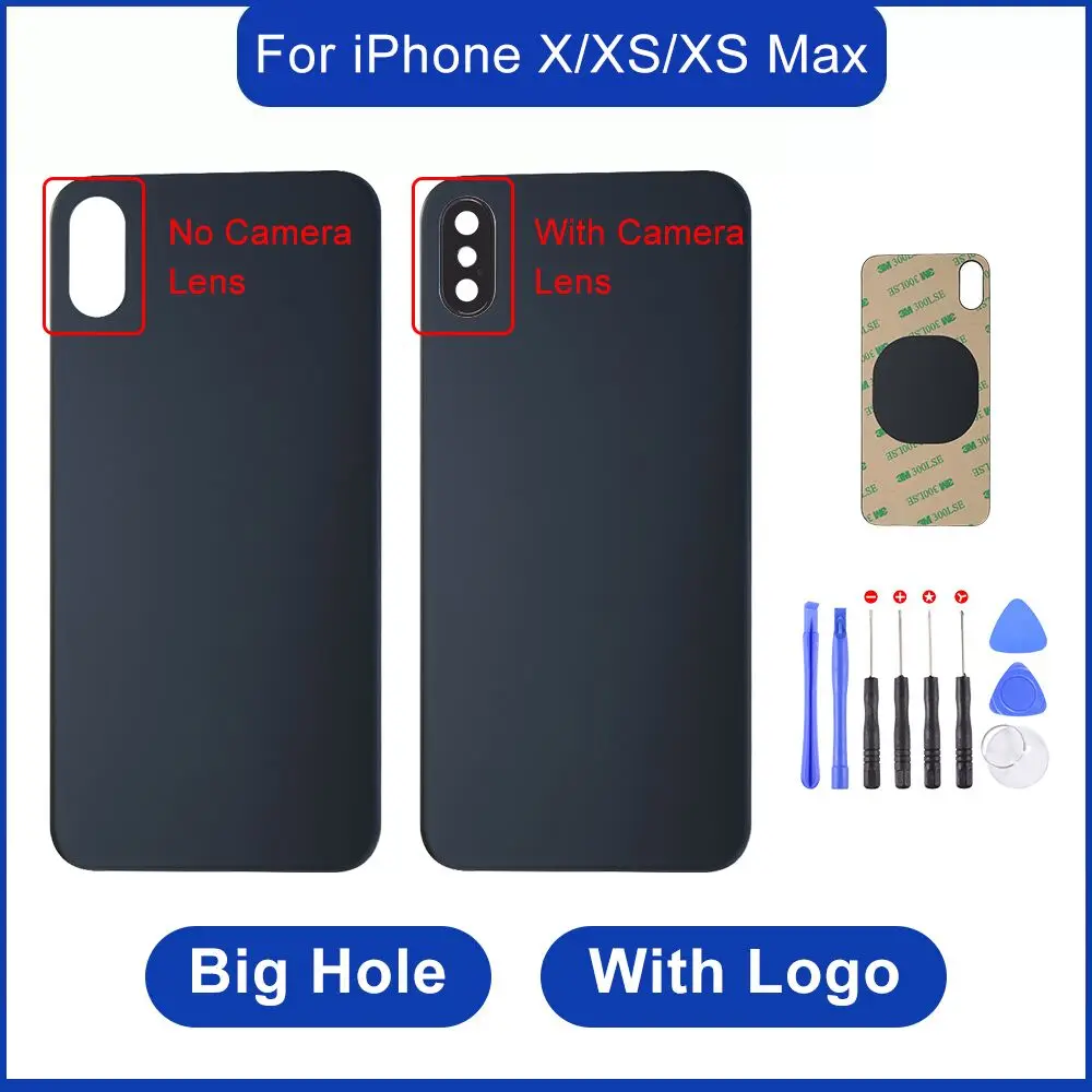 

100% OEM Big Hole Back Glass For iPhone X XS MAX With Camera Lens Battery Cover Rear Door Housing Case Replacement With Gift