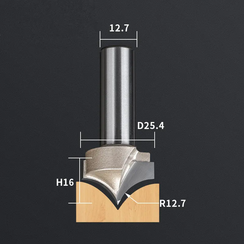 12,7 мм shank-1PCS, станок с ЧПУ деревообрабатывающий фрезерный станок, вольфрамовая твердосплавная Концевая фреза, NeedleNose Гравировальный Бит, МДФ, Деревянный инструмент - Длина режущей кромки: JZD12.7x25.4