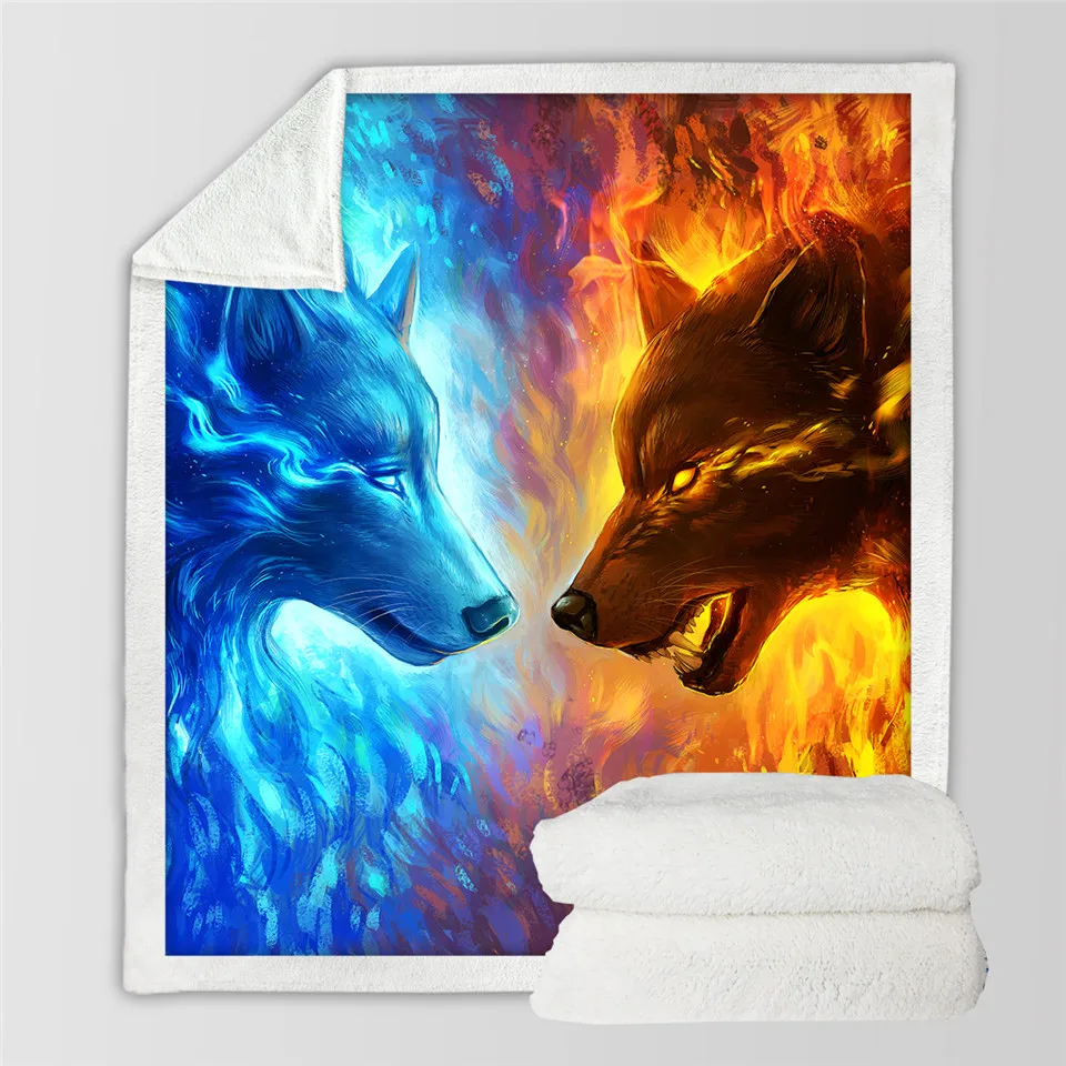 3D Wolf Ловец снов от JoJoesArt волк бархатное плюшевое одеяло для дивана Луна Затмение пледы одеяло Галактический принт тонкое одеяло постельные принадлежности 150x200 см - Цвет: 3D Wolf