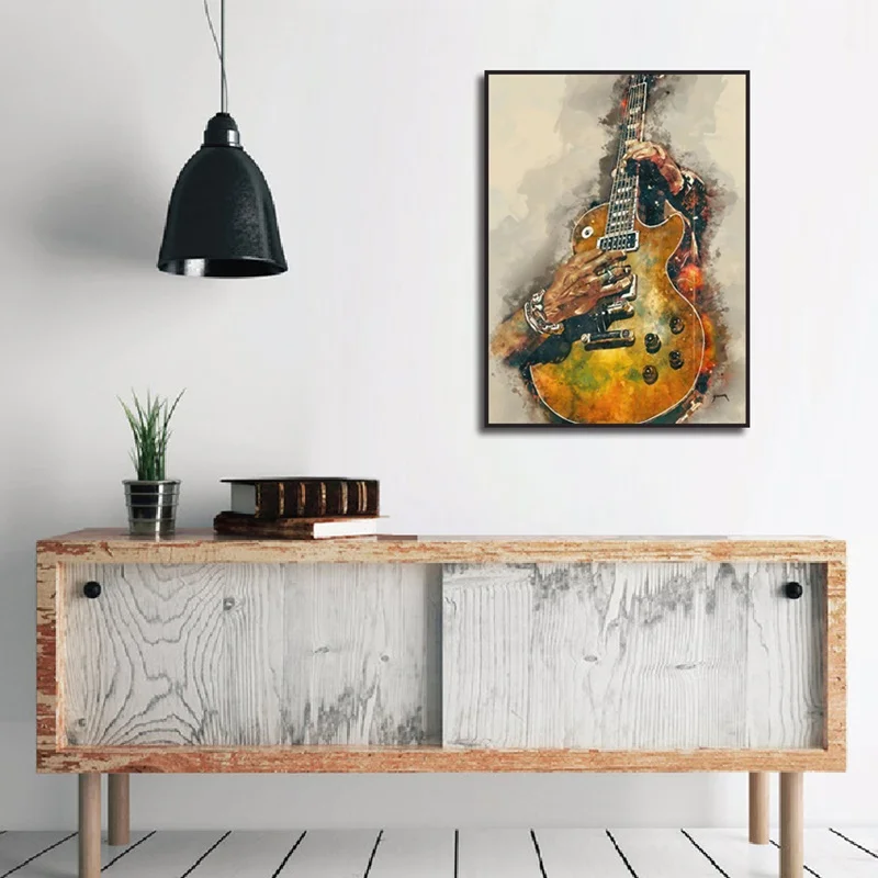 

Abstract Vintage Rock Guitar Canvas Painting Wall Art Retro Music Picture Posters Print Living Room Bedroom Corridor Decoration