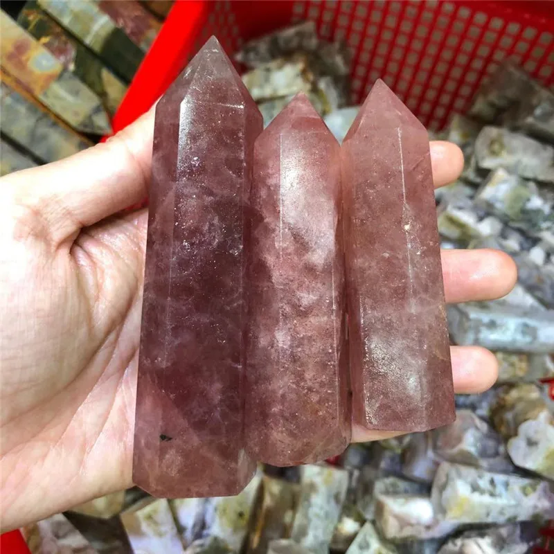 

Натуральный красный кварц клубничный кристалл палочка точечный лечебный камень для украшения дома