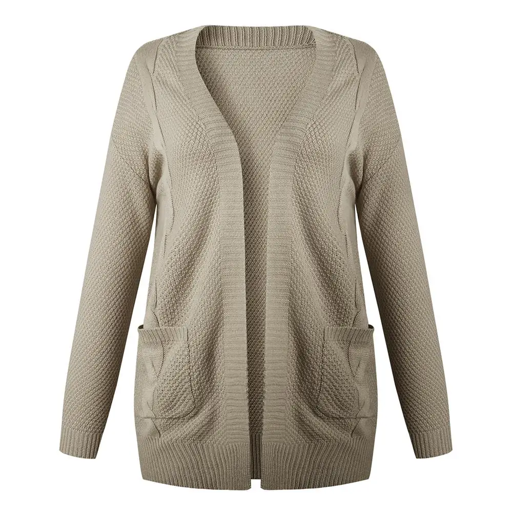 

Women Autumn Open Front Solid Color Long Warm Cardigan Knitted Sweater Coat