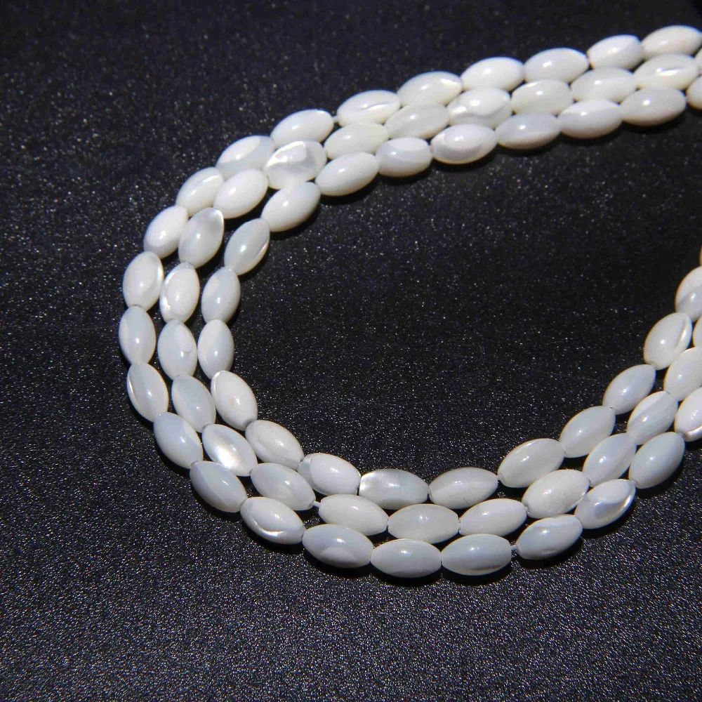 Бусины из ракушек натурального белого риса для изготовления ювелирных изделий