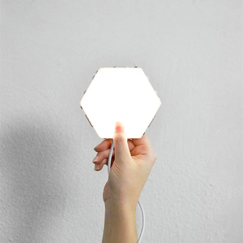 US/EU LED Quantum Lamp Hexagonal Modular Touch Sensitive Lighting Night Light Magnetic Hexagons Creative Decoration Wall Lampara