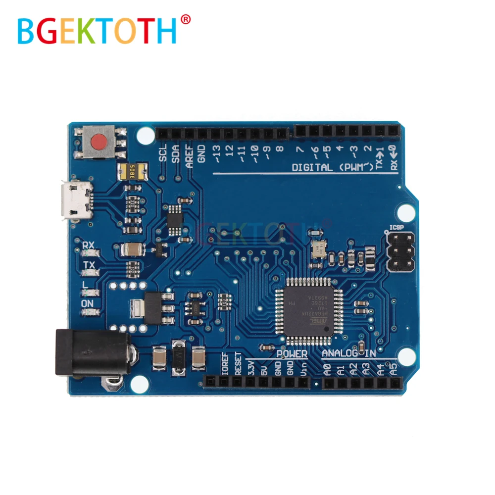 Макетная плата Leonardo R3 с микроконтроллером Atmega32u4 макетная USB кабелем совместима