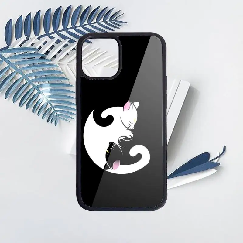 

Yin Yang Gato y Perro cat animal Phone Case PC for iPhone 11 12 pro XS MAX 8 7 6 6S Plus X 5S SE 2020 XR