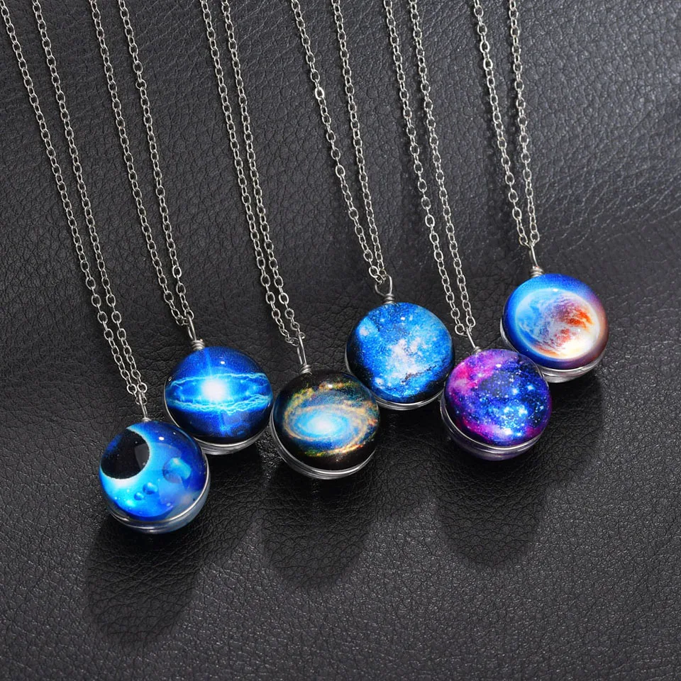 Двустороннее ожерелье с подвеской в виде вселенной и планеты|Ожерелья подвеской|