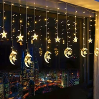 Battery operated 2.5M Christmas LED String lights Romantic Fairy moon star curtain light Ramadan Wedding Pop Year Party lights
