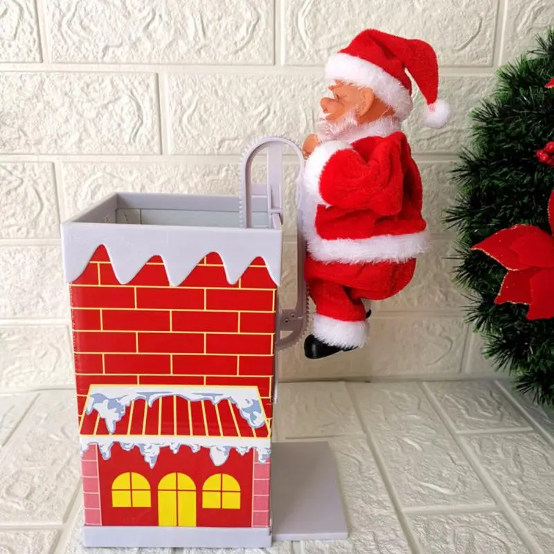 

Electric Santa Claus Climbing Ladder Figurine Xmas Tree Hanging Decor Ornament Santa Claus Plush Doll With Music &LED Kids Gifts