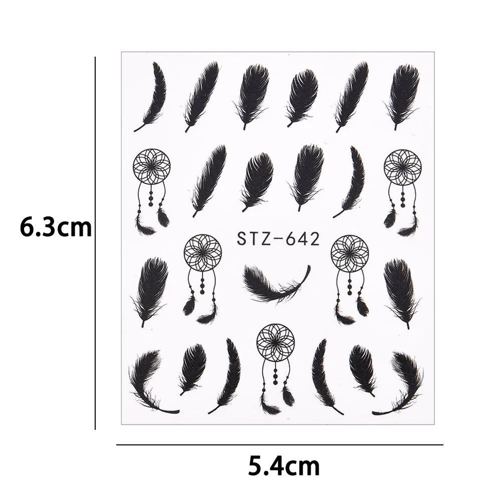 1 шт. простые наклейки для дизайна ногтей черные цветы перо Дизайн Линии