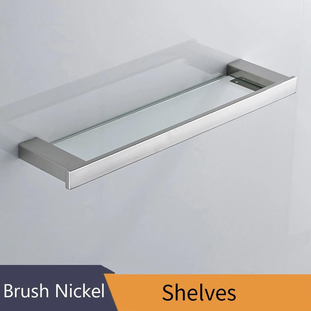 Single Glass shelf Металлические наборы для ванной комнаты, европейские современные кольца для полотенец, держатель для туалетной бумаги, держатель для стакана, крючок для халата, аксессуары для ванной комнаты, штуцер 610000SN - Цвет: Single Glass shelf
