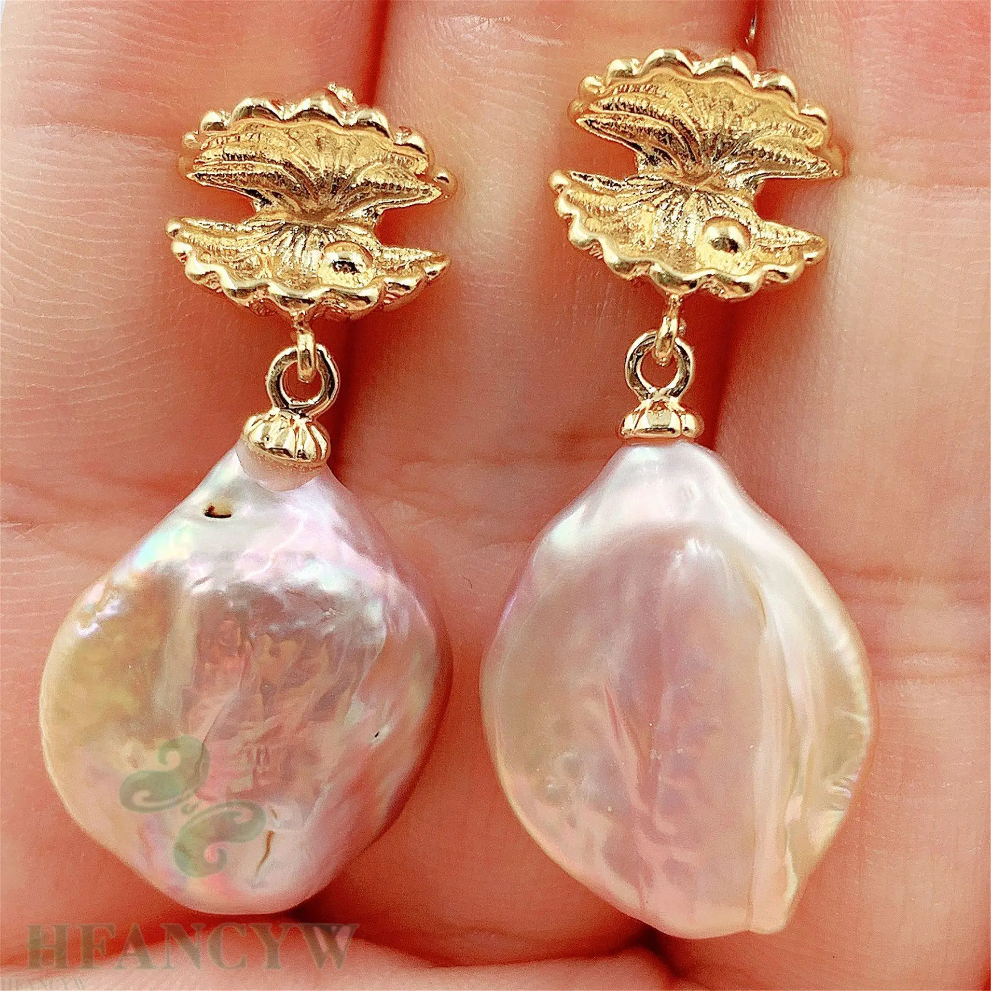 16x20 мм Фиолетовый барочный жемчуг серьги ушной крючок Висячие культивированные