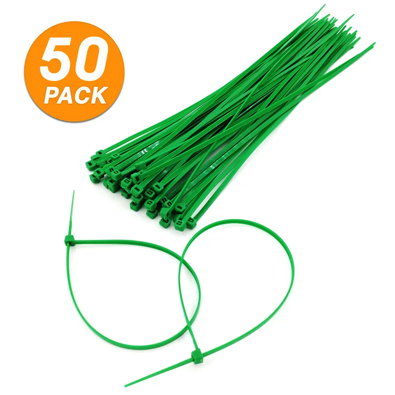 

50 Fixed Plant Ties Garden Plastic Self-locking Clasp Cable Green Nylon Bundle Binding Belt length 30 / 25 / 20 cm