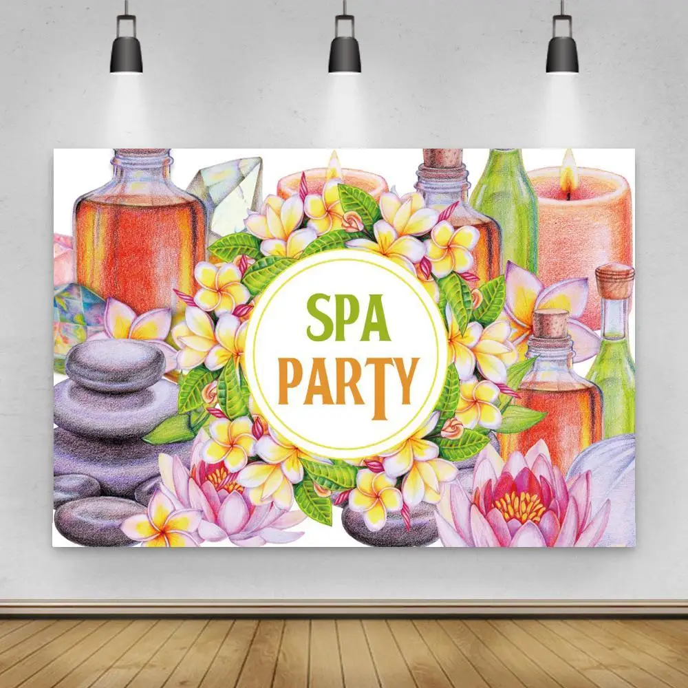 

Colorful Floral Spa Party Backgrounds For Decor Lady Women Relax Beauty Salon Celebration Birthday Photography Backdrops