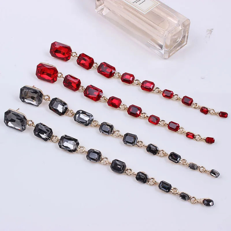 Длинные хрустальные серьги для женщин драгоценный камень в форме капли