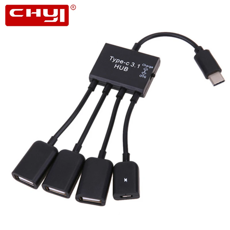 4 в 1 тип-c до 3 портов usb-концентратор, адаптер с микро OTG зарядным портом type C USB сплиттер аксессуары для компьютера телефона планшета