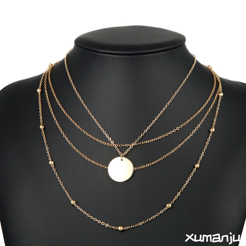 

Necklaces for Women Jewelry Factory Selling Fashion Necklace Street Shooting Layered Tassel Necklace Sequin Clavicle Necklace
