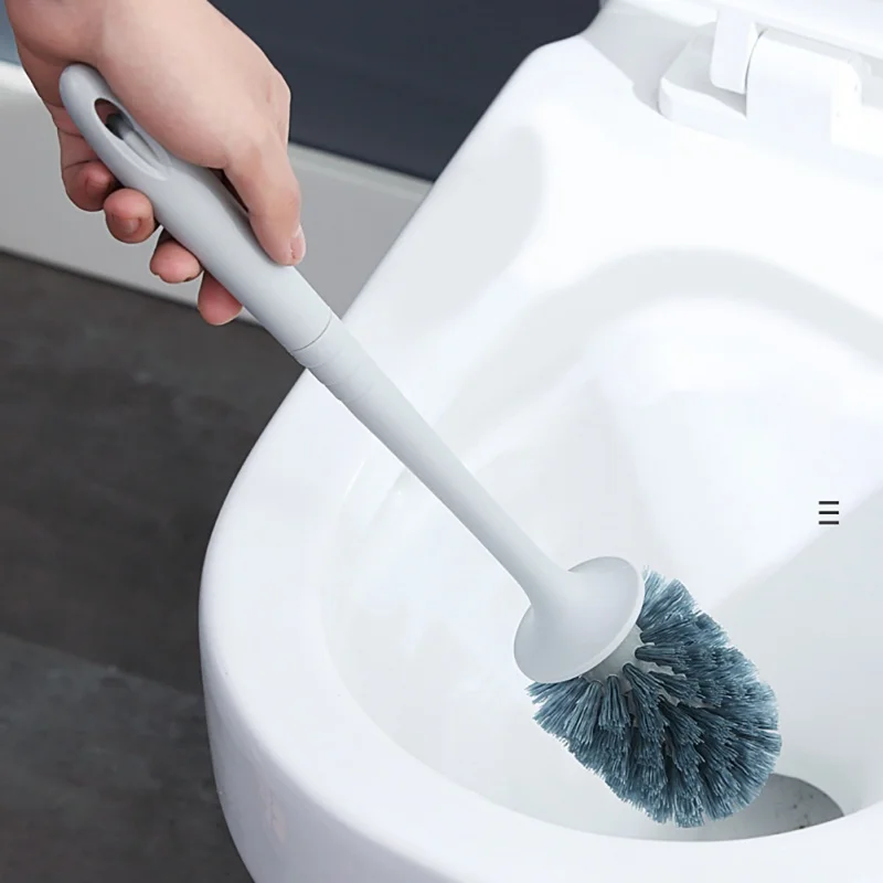 

Toilet Brush Set Water Leak Proof with Base Silicone Wc Flat Head Flexible Soft Bristles Brush with Quick Drying Holder Set