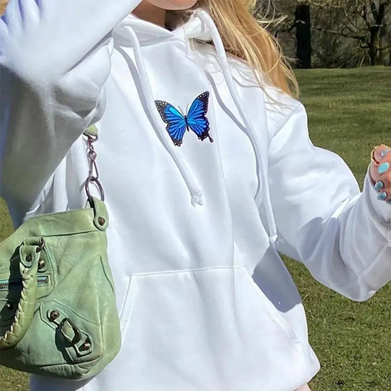 

Fashion Casual Oversized hoodie Sweatshirts winter y2k 2021 New Butterfly Embroidered Loose Slim Top Kawaii Women sweater jacket