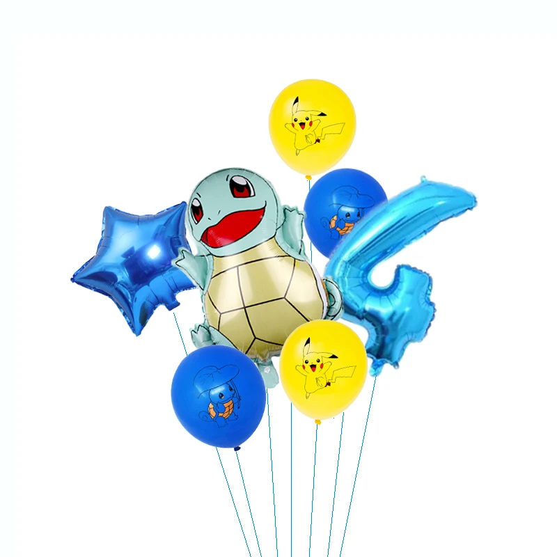 7 шт. Покемон Пикачу Дженни черепаха алюминиевый шар латексный детский день
