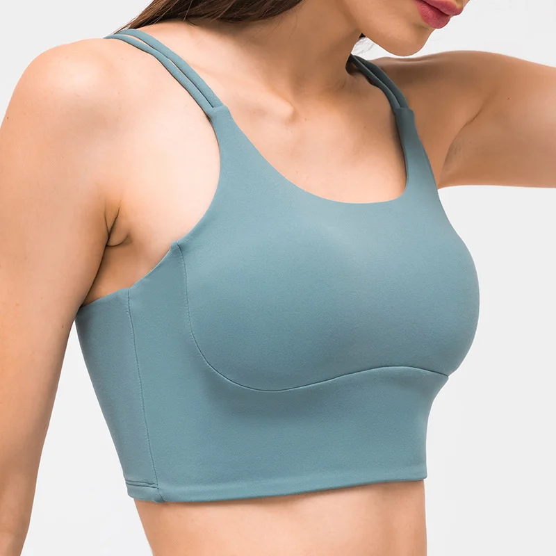 

2022 new high strength shockproof sports bra with simple shoulders and naked sports underwear for women