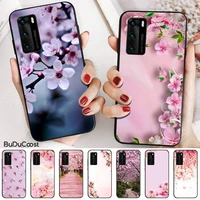 japanese cherry blossoms soft shell phone case capa for huawei p30 lite pro p20 lite p10 p smart plus z 2019 2018 back cover