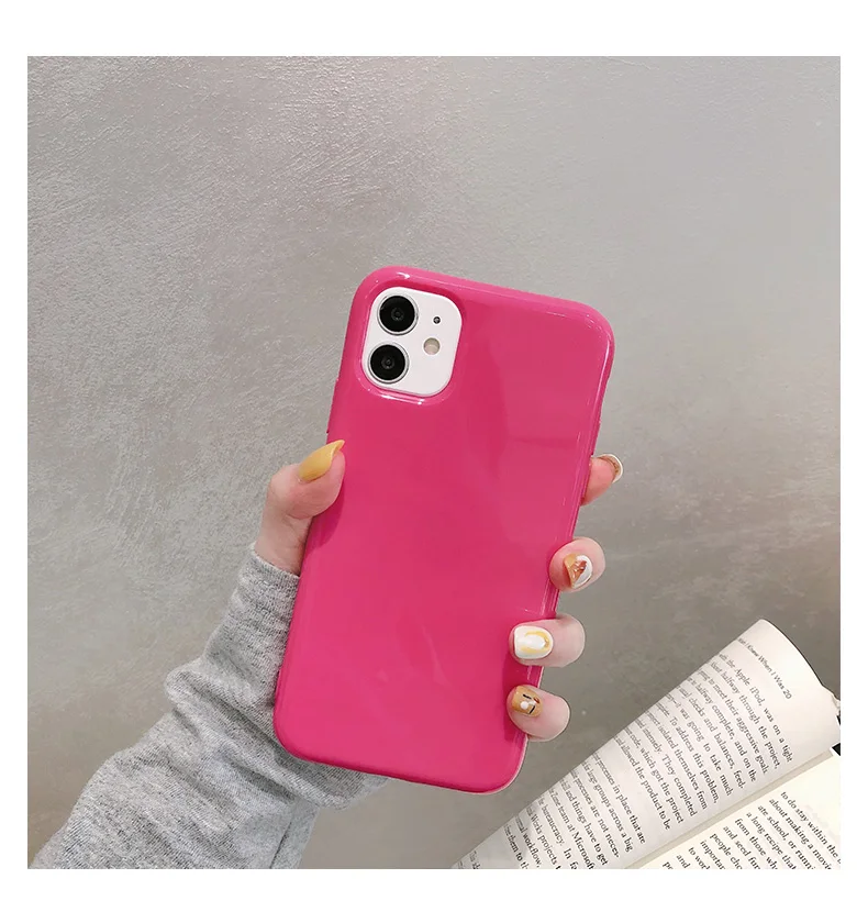 SUYACS Candy Color Glossy Phone Cases For iPhone 11 Pro Max XR XS 6 6S 7 8 Plus X Soft TPU Full Body Back Cover Coque Gift | Мобильные
