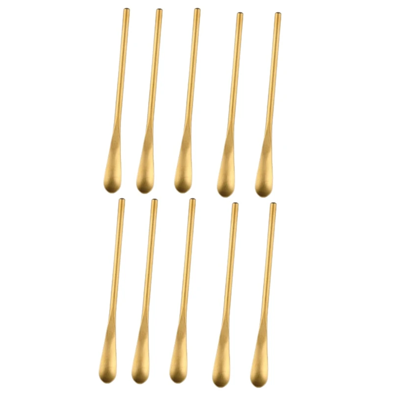 

Hot SV-10Pcs Creative Coffee Spoon Solid Stainless Steel Ice Spoon Tableware Stir Stick