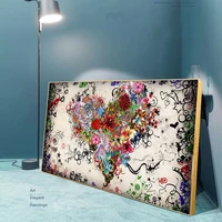 abstract love flower design oil painting on canvas colorful heart art poster and print wall picture for living room home decor