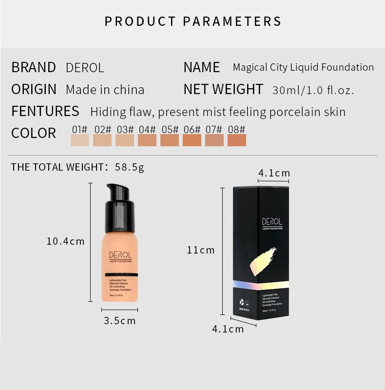 DEROL 30 мл минерал Отбеливающее Корректирующее средство для лица база макияжа Крем