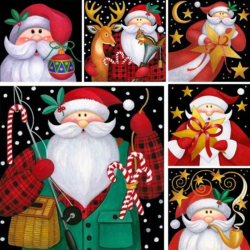 

Cartoon Diamond Painting Santa Claus Full Square Round Diy 5D Diamond Embroidery Christmas Mosaic Needlework Room Decor M66