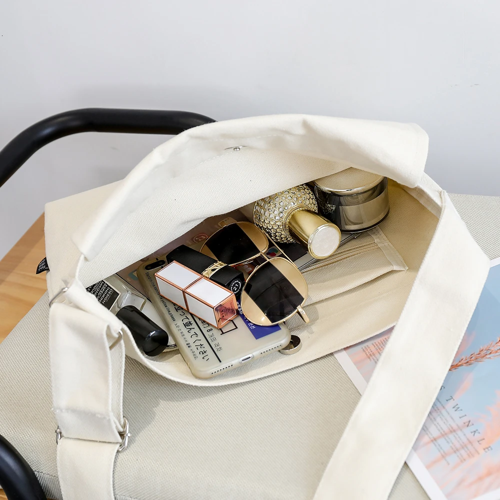 Женская холщовая сумка мессенджер TTOU однотонная Повседневная через плечо в