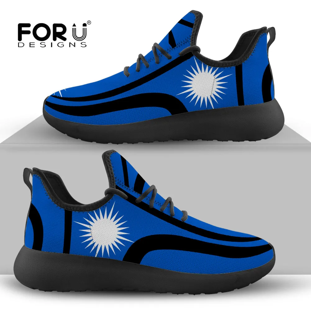 

FORUDESIGNS Women Marshall Islands Blue Pattern Footwear On Sale Lace-Up Fashion Mesh Knit Shoes Woman Sneakers Brand Design