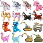 3D стоячие воздушные шары из фольги в виде животных, автомобиль, танк динозавра для сборки, Гелиевый шар для будущей мамы, украшения для дня рождения, детские игрушки