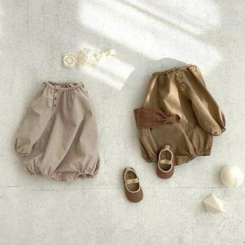 Комбинезон для новорожденных в японском стиле из хлопка и льна новый осенний