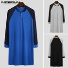 Ночная рубашка мужская, с длинным рукавом, V-образным вырезом, 5XL7, свободные купальные халаты