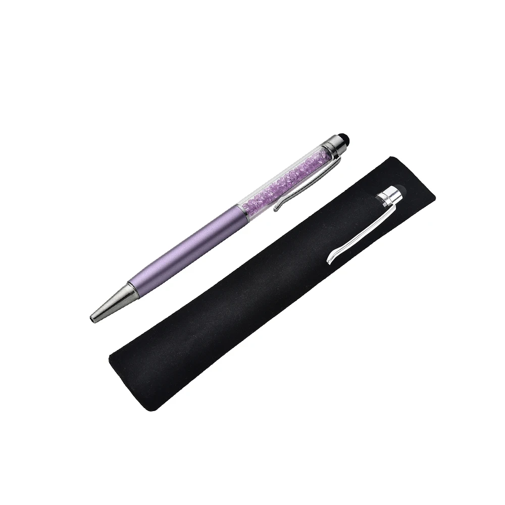 Light Purple Bag 10 шт. персонализированный гравированный Кристалл бриллиант металлические шариковые ручки стилусы для сенсорных экранов свадебный подарок для предродовой вечеринки - Color: Light Purple Bag