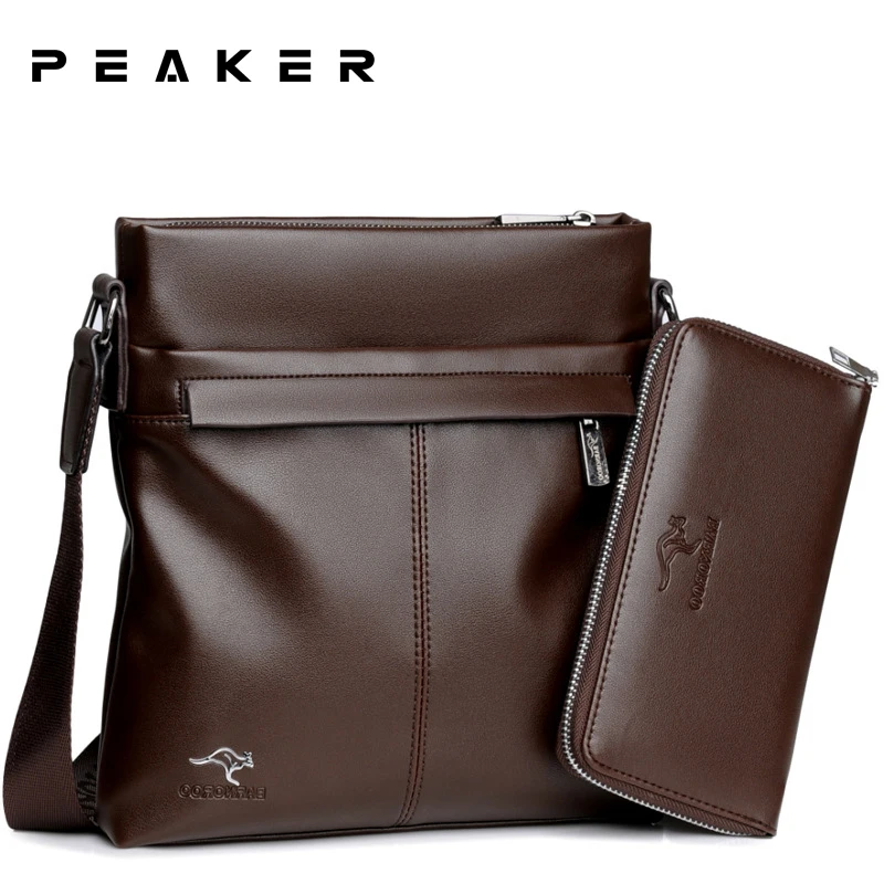 

Peaker Luxurious Brand Men's Bag 2pc/Set Leather Shoulder Bag Multi-Function Sling Messenger Bag Men's Small Bag