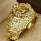 Мужское кольцо PITUTU, из 18-каратного желтого золота с короной, в стиле ретро, с выгравированными бриллиантами, рождественский подарок, модные ювелирные украшения